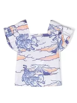 Kenzo Kids топ с графичным принтом, белый