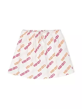 Kenzo Kids юбка с кулиской и логотипом, белый
