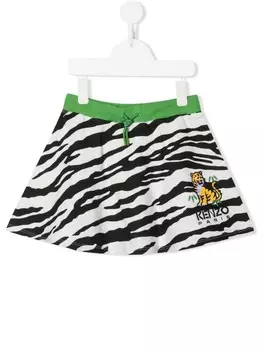 Kenzo Kids юбка с вышитым логотипом и зебровым принтом, серый