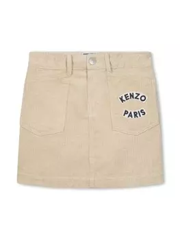 Kenzo Kids вельветовая юбка с логотипом, нейтральный цвет