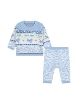 Kenzo Kids жаккардовый комплект из топа и брюк, синий