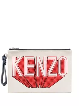 Kenzo клатч с логотипом, нейтральный цвет