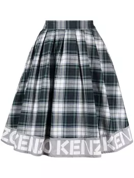 Kenzo клетчатая рубашка с логотипом, зеленый