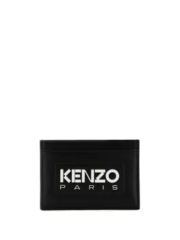 Kenzo кожаный держатель для карт с логотипом, черный