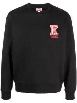 Kenzo logo-patch jersey sweatshirt, черный