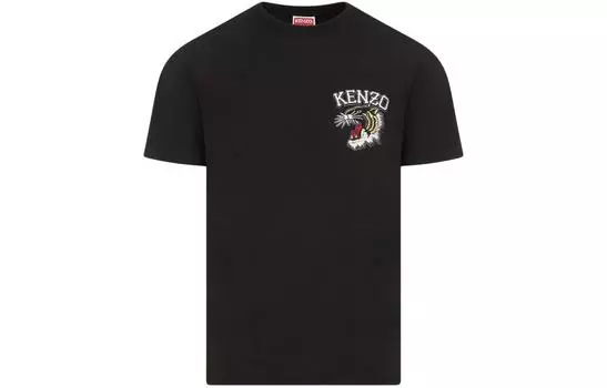 Футболка мужская Kenzo с белым принтом, черный