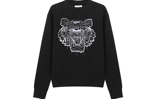 Толстовка мужская Kenzo с принто тигра, черный / белый