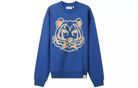 Толстовка мужская Kenzo с принтом тигра, синий / желтый