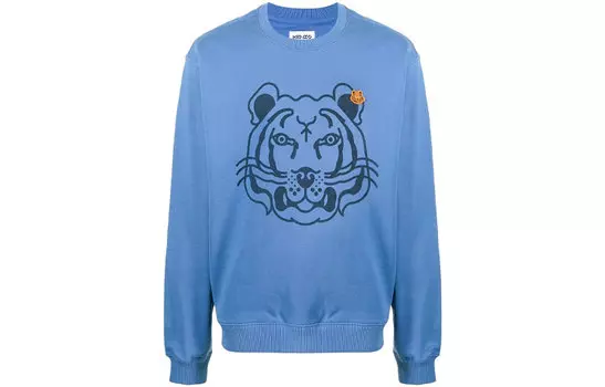 Толстовка мужская Kenzo с принтом тигра, синий