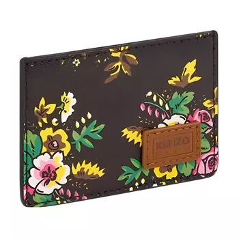 KENZO Мужской кожаный держатель для карточек с лейблом, черный