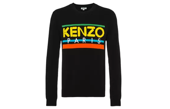 Свитер мужской Kenzo с цветным принтом, черный
