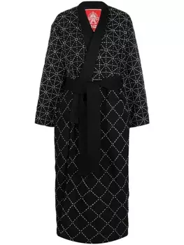 Kenzo пальто с декоративной строчкой и нашивкой-логотипом, черный