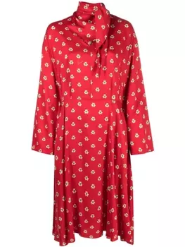 Kenzo платье миди Teddy Flower со складками, красный