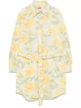Kenzo платье мини Peonies, желтый