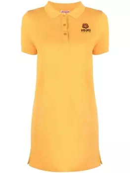 Kenzo платье мини с воротником поло и вышитым логотипом, оранжевый
