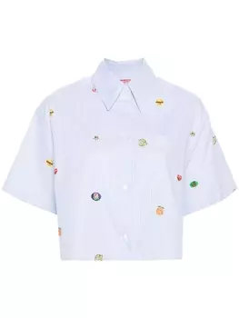 Kenzo полосатая рубашка с принтом, синий