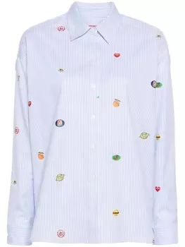 Kenzo полосатая рубашка с принтом, синий