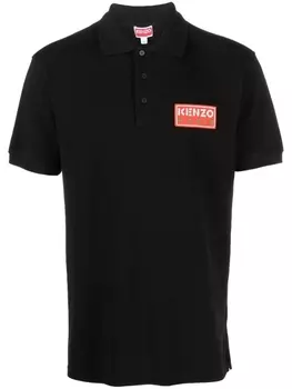 Kenzo рубашка поло с нашивкой-логотипом, черный