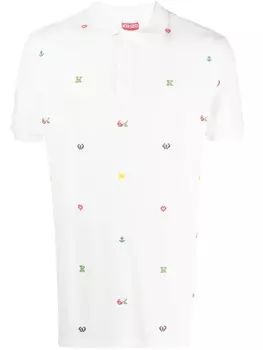 Kenzo рубашка поло с принтом, белый