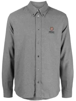 Kenzo рубашка с нашивкой-логотипом, серый