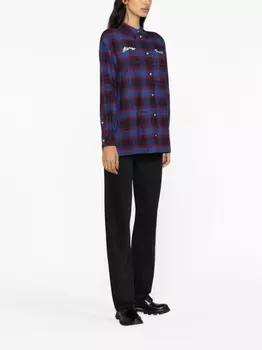 Kenzo рубашка в клетку с логотипом, синий