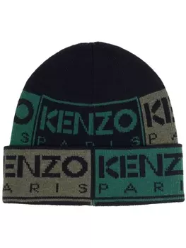 Kenzo шапка бини из смесовой шерсти, синий