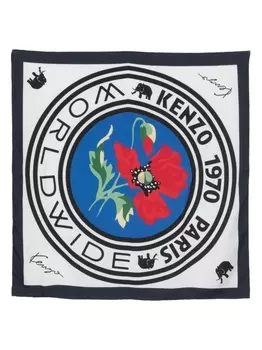 Kenzo шелковый платок с логотипом, белый