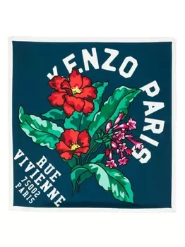 Kenzo шелковый платок с логотипом, синий