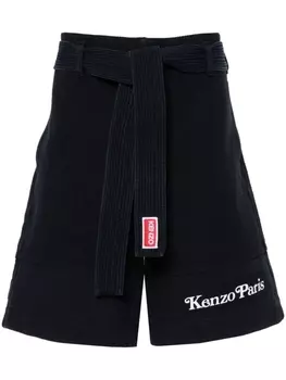 Kenzo шорты с нашивкой-логотипом, синий
