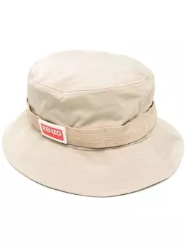 Kenzo side logo-patch detail bucket hat, нейтральный цвет