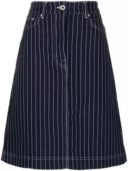 Kenzo striped denim midi skirt, синий