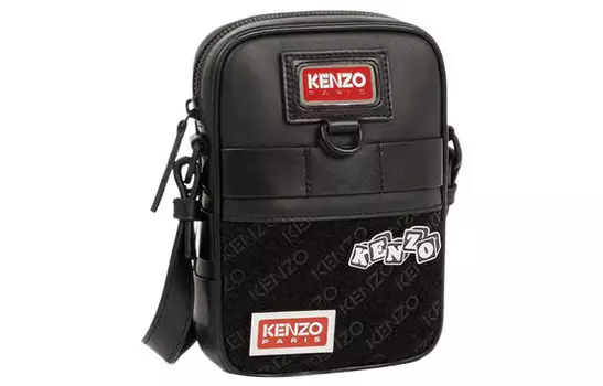KENZO Сумка через плечо из коровьей кожи, маленькая, унисекс, черная