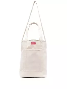 Kenzo сумка-тоут с логотипом, нейтральный цвет