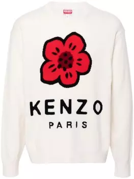 Kenzo свитер с цветком Боке, белый
