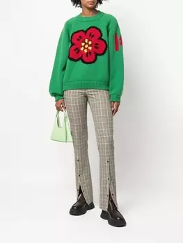 Kenzo свитер с вышивкой Boke Flower, зеленый