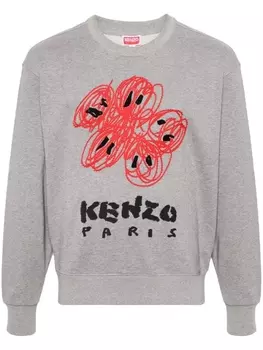 Kenzo толстовка Drawn Varsity, серый