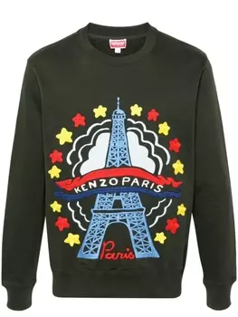 Kenzo толстовка Drawn Varsity, зеленый