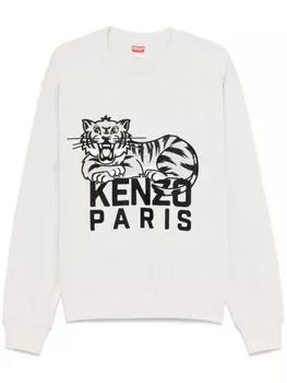 Kenzo толстовка Happy Tiger с вышивкой, серый