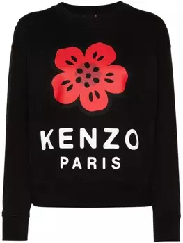 Kenzo толстовка с цветочным принтом, черный