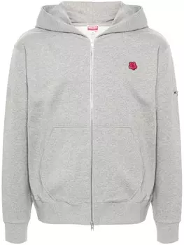 Kenzo толстовка с капюшоном на молнии с вышитым цветком Boke, серый