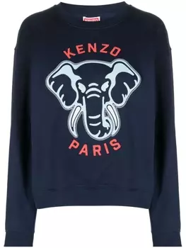 Kenzo толстовка с вышивкой Elephant, синий
