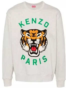 Kenzo толстовка с вышивкой Lucky Tiger, серый