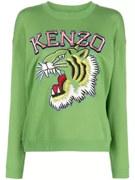 Kenzo толстовка Varsity Jungle с вышивкой, зеленый