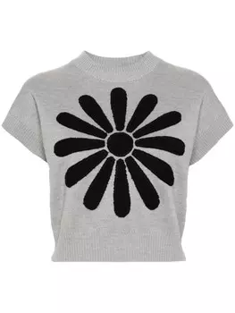 Kenzo трикотажный топ с нашивкой Marguerite, серый