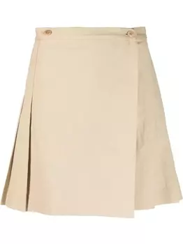 Kenzo юбка мини А-силуэта со складками, нейтральный цвет