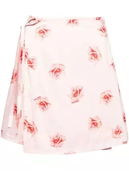 Kenzo юбка мини Rose с запахом, розовый