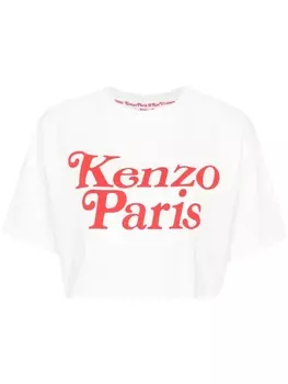 Kenzo укороченная футболка с логотипом, белый