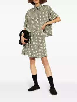 Kenzo укороченная рубашка с геометрическим принтом Weave, серый