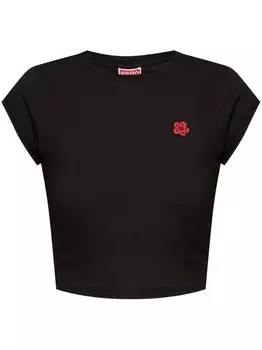 Kenzo укороченная вышитая футболка Boke Flower, черный