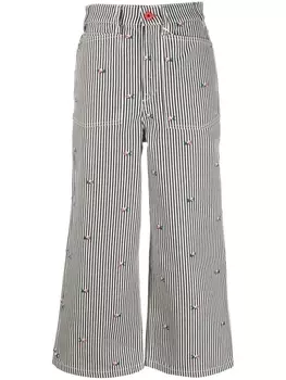 Kenzo укороченные джинсы с цветочной вышивкой, черный